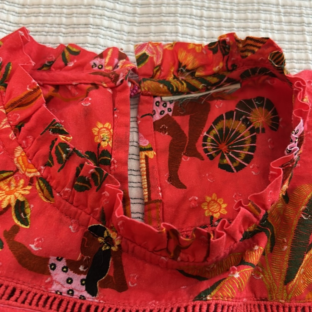 FARM Rio Secret Garden Ruffled Short-Sleeve Blouse-S - Picture 10 of 12